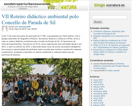 El colegio Salesianos de Ourense, premio al mejor blog Voz Natura